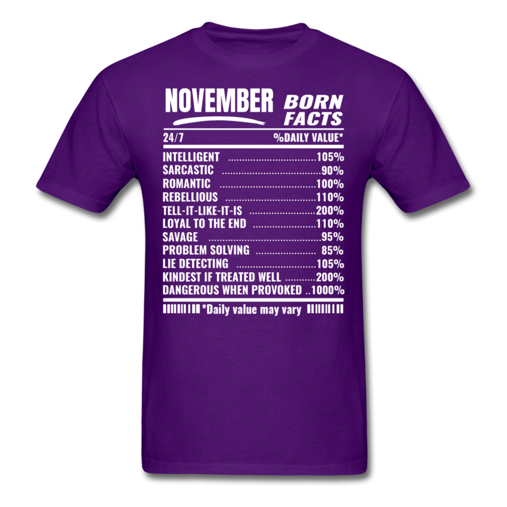 NOVEMBER BORN FACTS SHIRT - purple