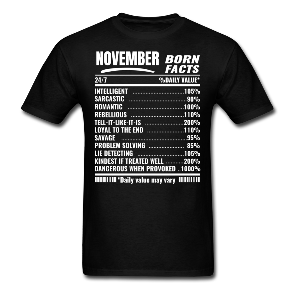 NOVEMBER BORN FACTS SHIRT - black