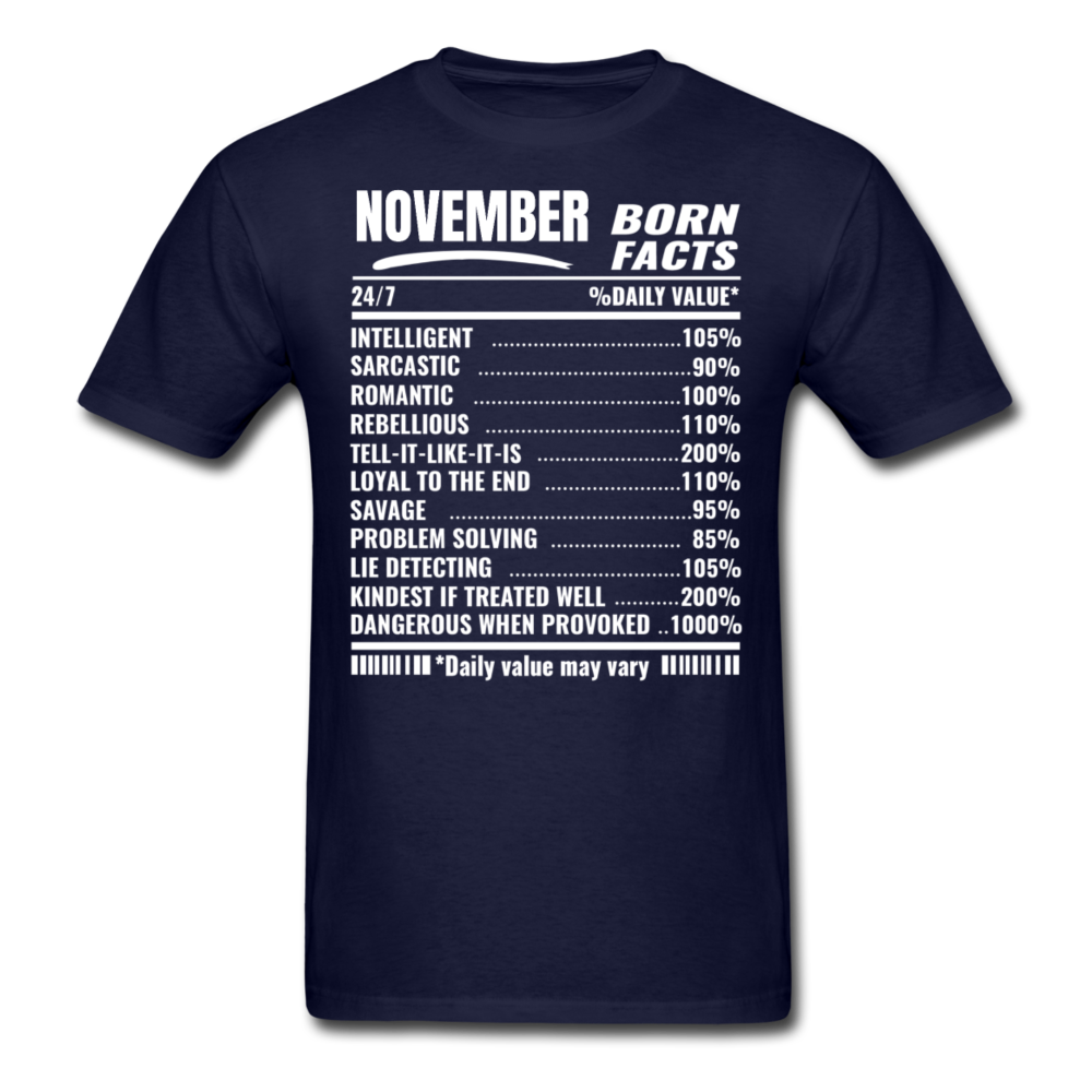 NOVEMBER BORN FACTS SHIRT - navy