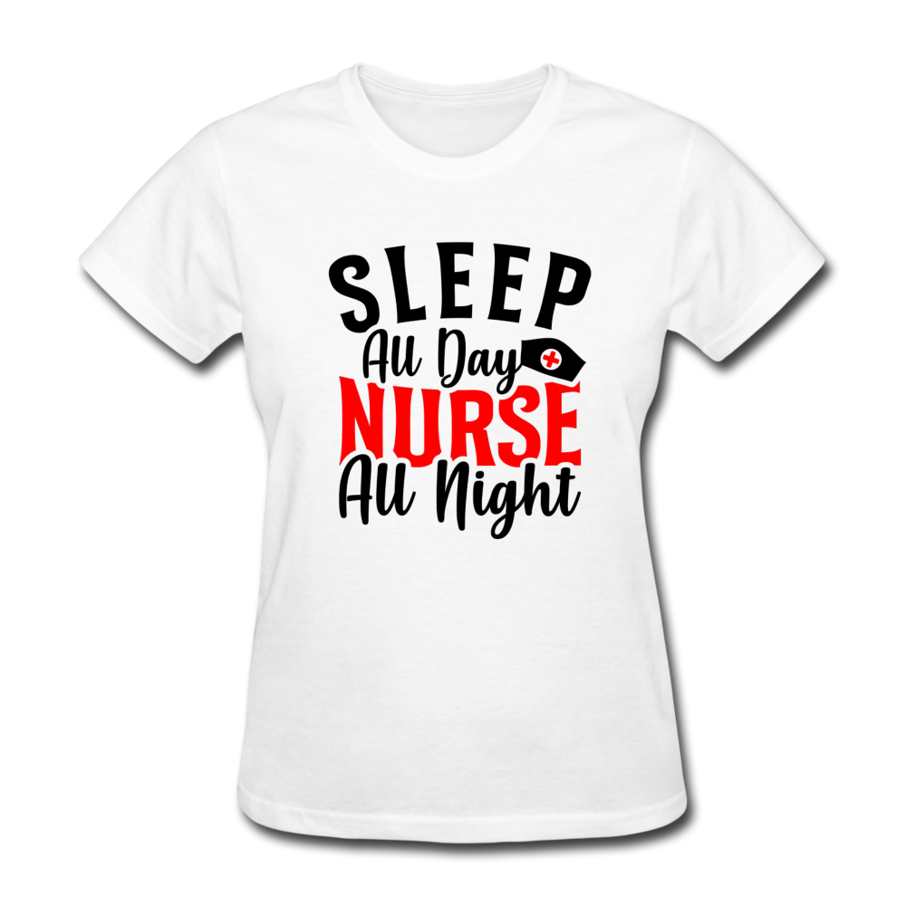 NURSE ALL NIGHT WOMEN'S SHIRT - white