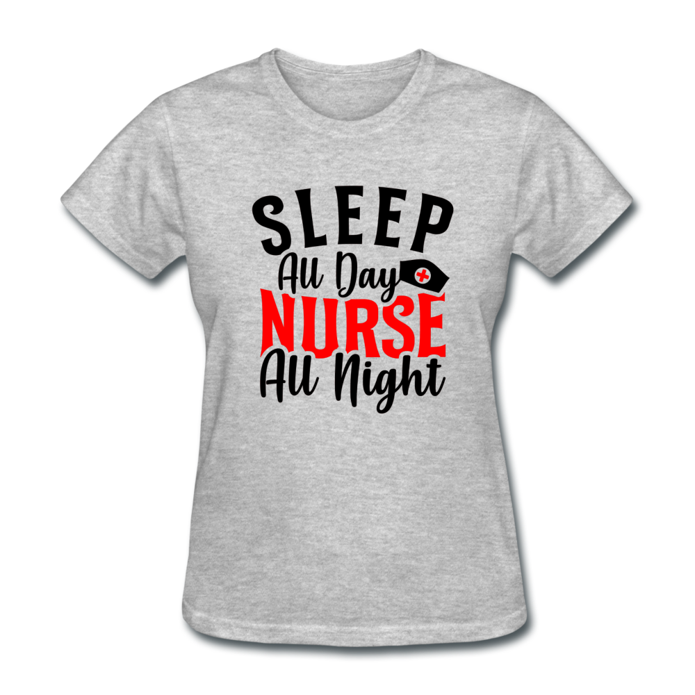 NURSE ALL NIGHT WOMEN'S SHIRT - heather gray