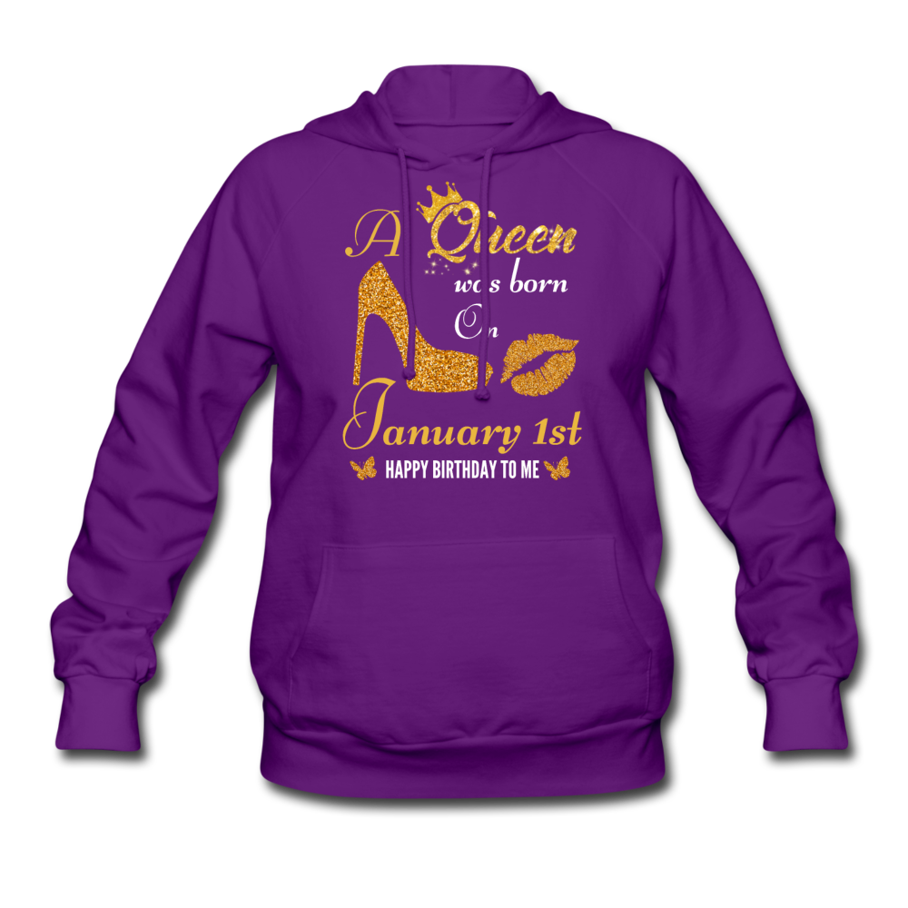 QUEEN 1ST JAN HOODIE - purple