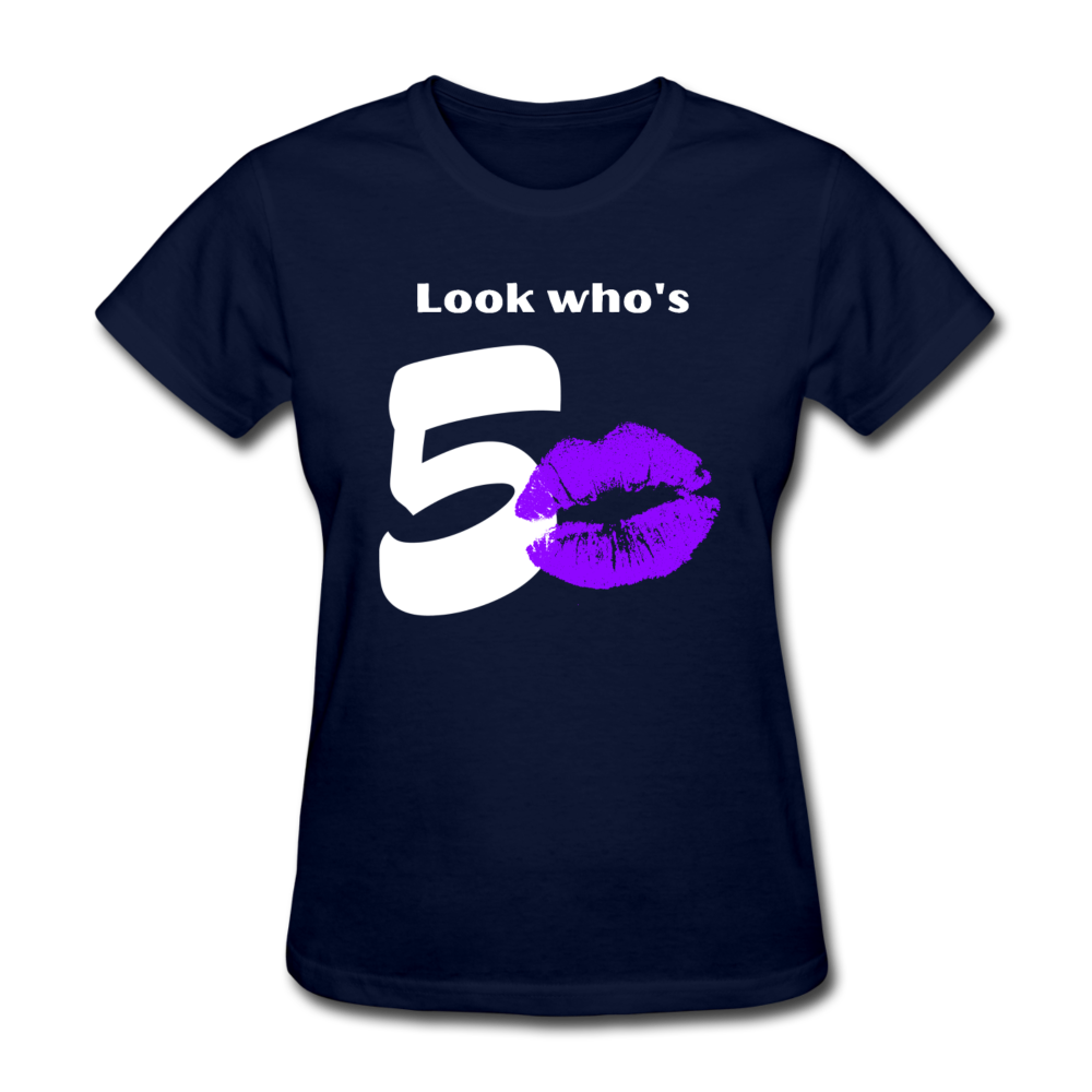 LOOK WHO'S 50 WOMEN'S SHIRT - navy