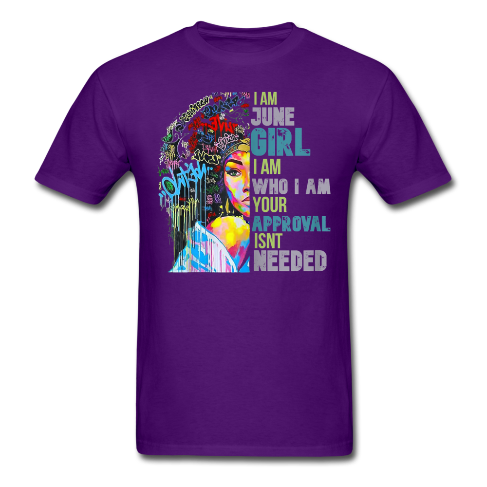 JUNE GIRL I AM WHO I AM UNISEX SHIRT - purple