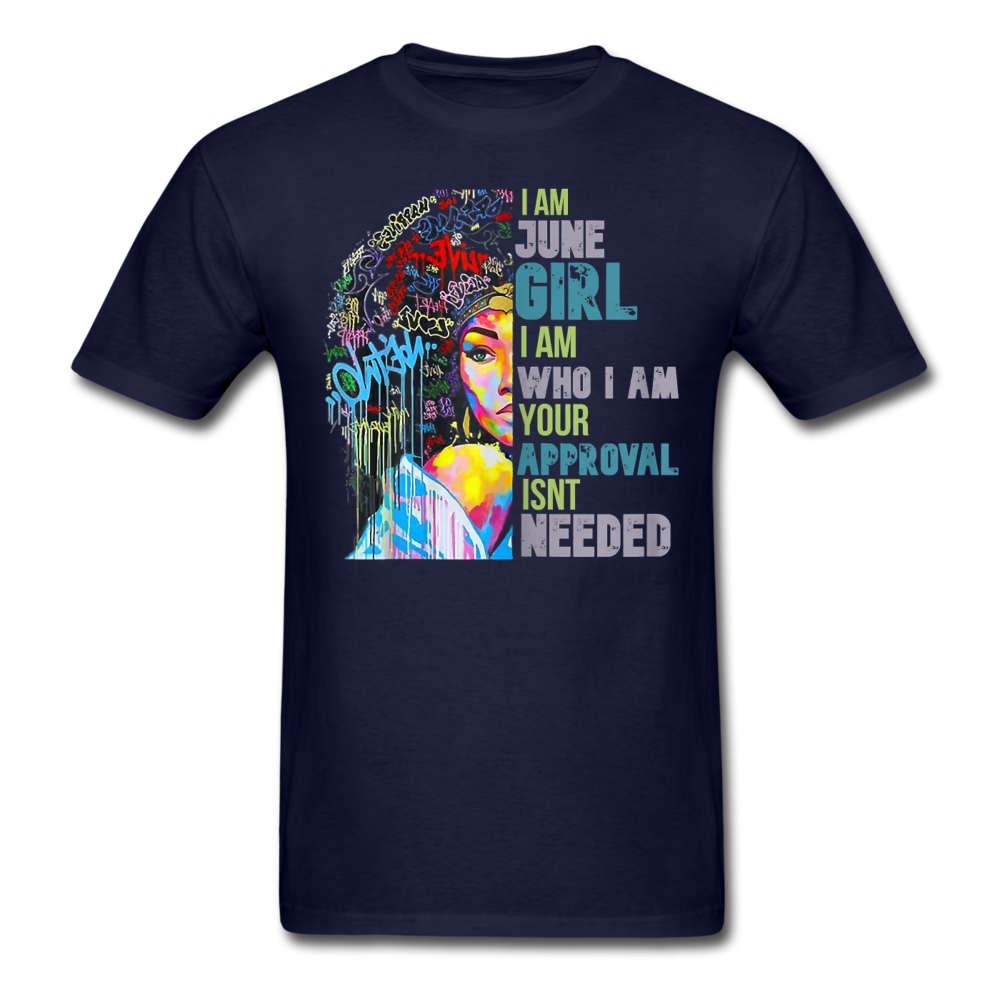 JUNE GIRL I AM WHO I AM UNISEX SHIRT - navy