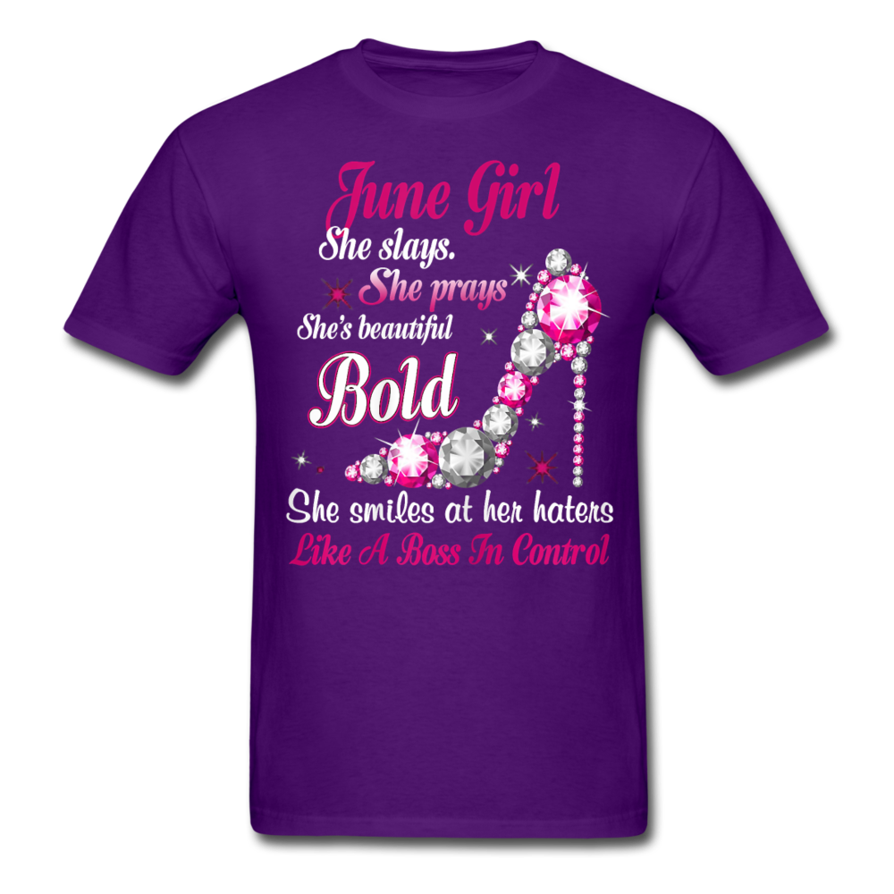 JUNE GIRL SLAYS UNISEX SHIRT - purple