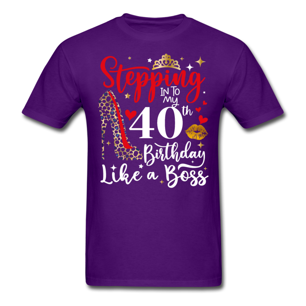 40TH BIRTHDAY BOSS UNISEX SHIRT - purple