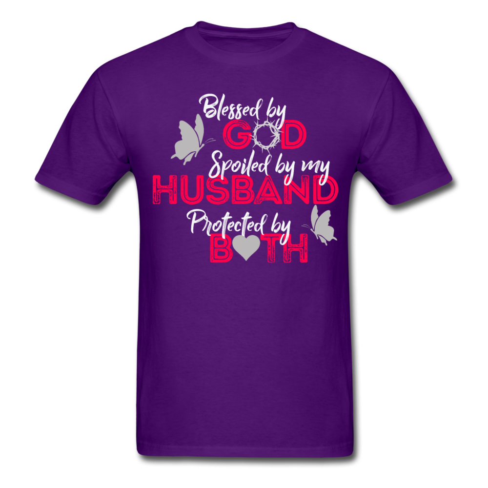 BLESSED BY GOD UNISEX SHIRT - purple