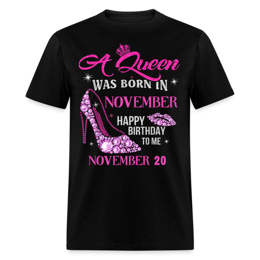 20TH NOVEMBER QUEEN UNISEX SHIRT - black